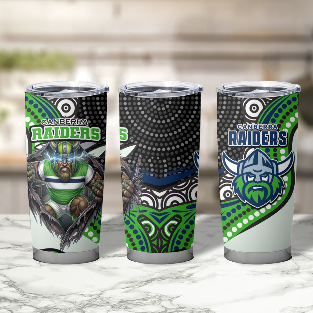 Canberra Raiders Tumbler Cup The Scream of Lightning Eyes - Indigenous Dot Ripping Effect