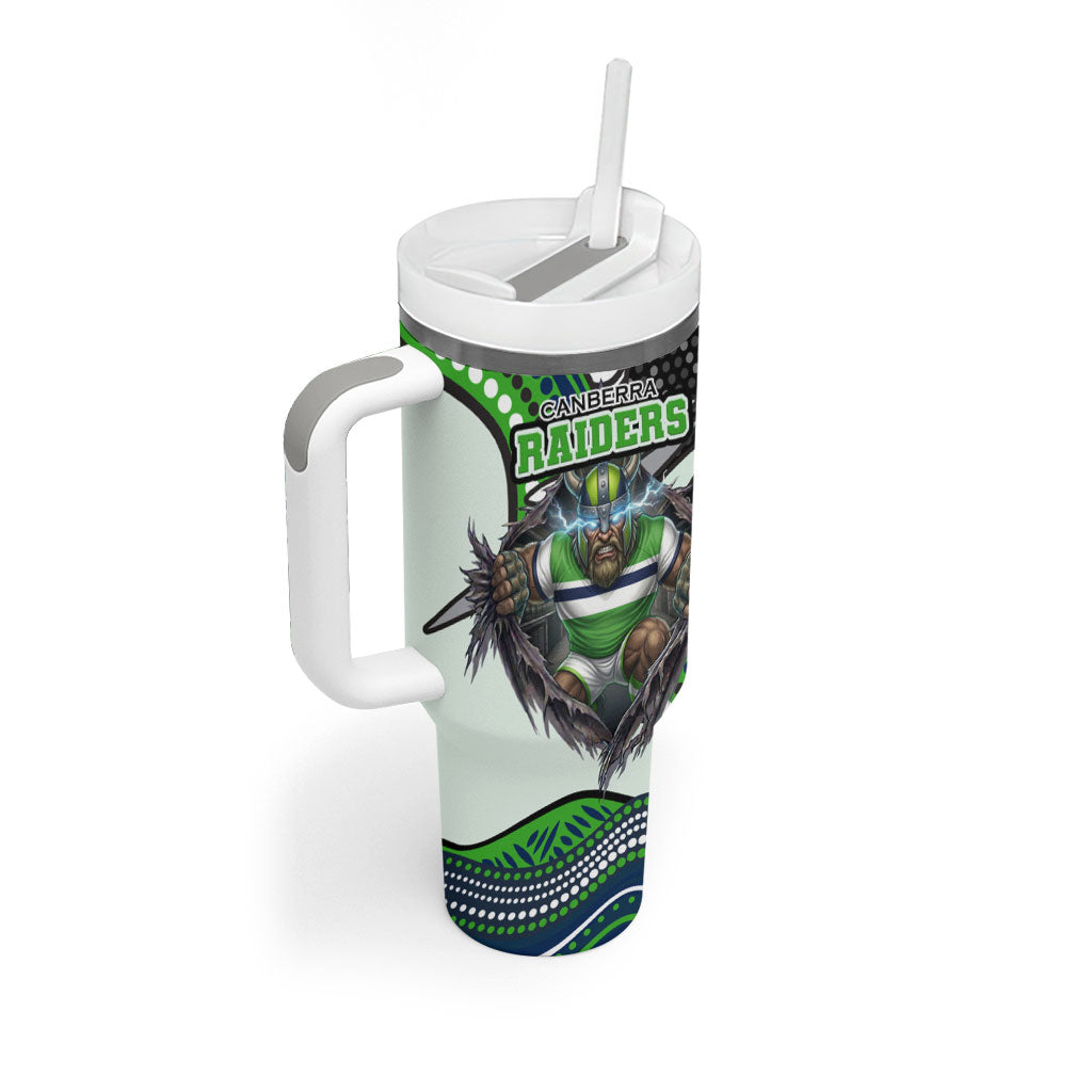 Canberra Raiders Tumbler With Handle The Scream of Lightning Eyes - Indigenous Dot Ripping Effect