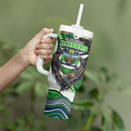 Canberra Raiders Tumbler With Handle The Scream of Lightning Eyes - Indigenous Dot Ripping Effect