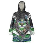 Canberra Raiders Wearable Blanket Hoodie The Scream of Lightning Eyes - Indigenous Dot Ripping Effect