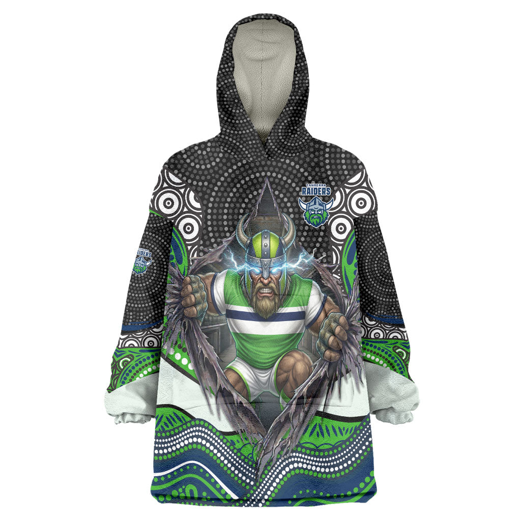Canberra Raiders Wearable Blanket Hoodie The Scream of Lightning Eyes - Indigenous Dot Ripping Effect