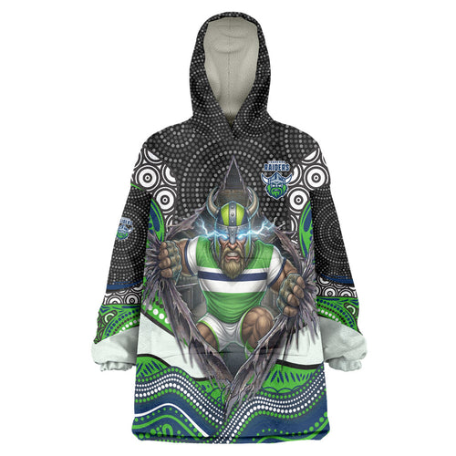 Canberra Raiders Wearable Blanket Hoodie The Scream of Lightning Eyes - Indigenous Dot Ripping Effect
