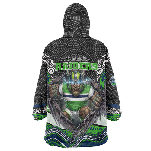 Canberra Raiders Wearable Blanket Hoodie The Scream of Lightning Eyes - Indigenous Dot Ripping Effect