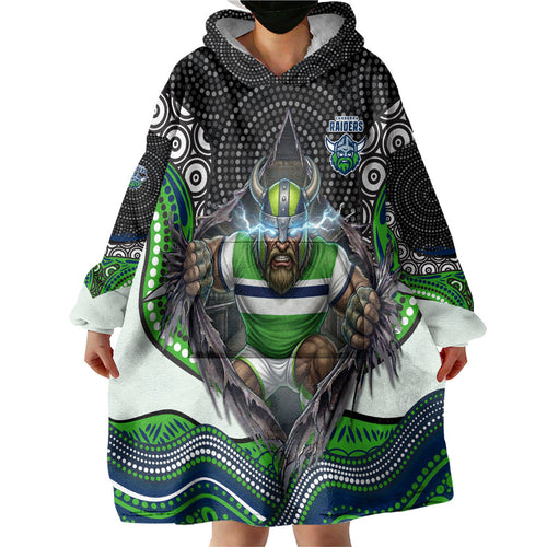 Canberra Raiders Wearable Blanket Hoodie The Scream of Lightning Eyes - Indigenous Dot Ripping Effect