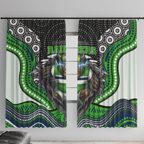 Canberra Raiders Window Curtain The Scream of Lightning Eyes - Indigenous Dot Ripping Effect