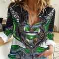 Canberra Raiders Women Casual Shirt The Scream of Lightning Eyes - Indigenous Dot Ripping Effect