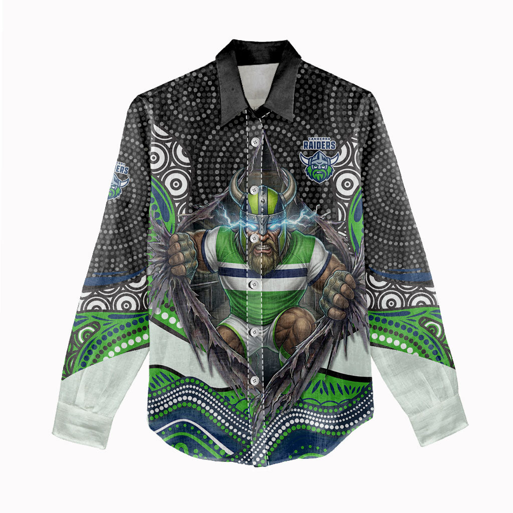 Canberra Raiders Women Casual Shirt The Scream of Lightning Eyes - Indigenous Dot Ripping Effect