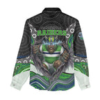 Canberra Raiders Women Casual Shirt The Scream of Lightning Eyes - Indigenous Dot Ripping Effect