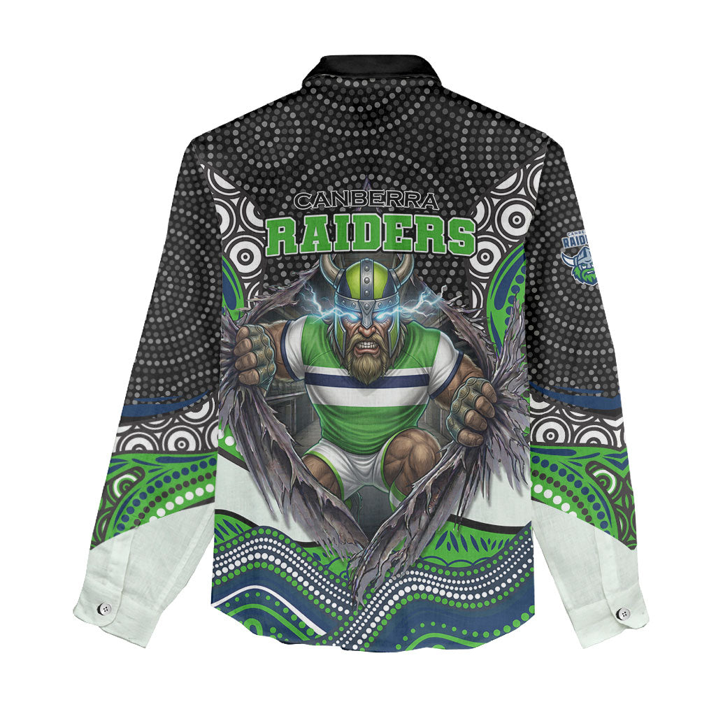 Canberra Raiders Women Casual Shirt The Scream of Lightning Eyes - Indigenous Dot Ripping Effect