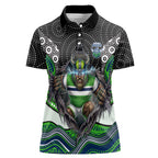 Canberra Raiders Women Polo Shirt The Scream of Lightning Eyes - Indigenous Dot Ripping Effect