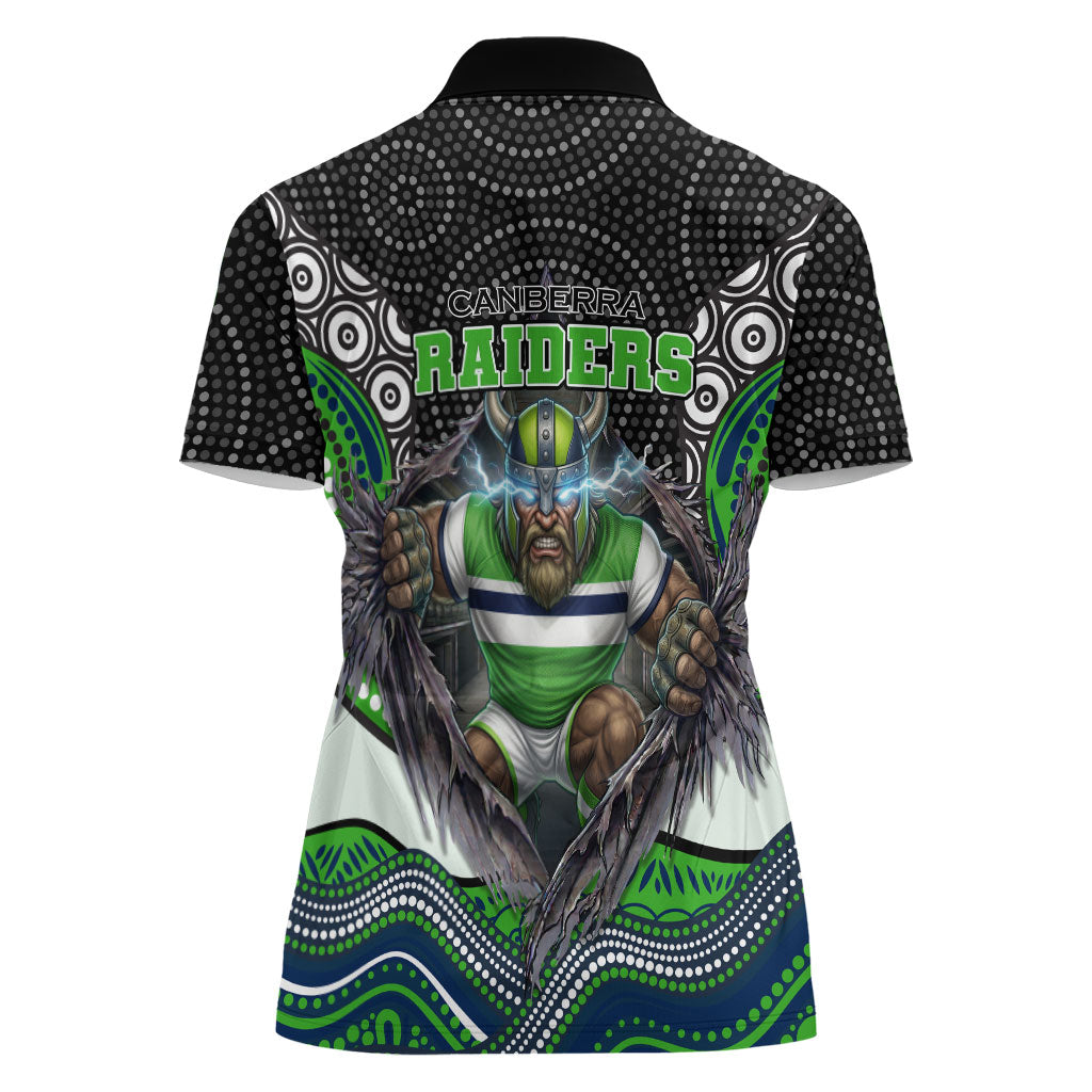 Canberra Raiders Women Polo Shirt The Scream of Lightning Eyes - Indigenous Dot Ripping Effect