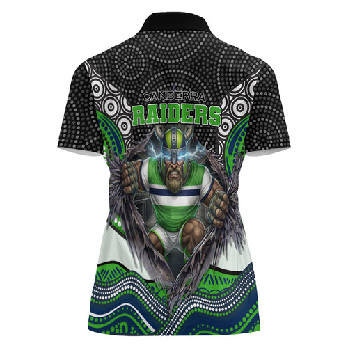 Canberra Raiders Women Polo Shirt The Scream of Lightning Eyes - Indigenous Dot Ripping Effect
