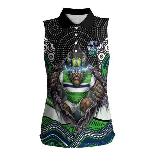 Canberra Raiders Women Sleeveless Polo Shirt The Scream of Lightning Eyes - Indigenous Dot Ripping Effect