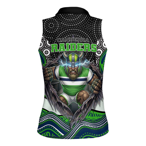 Canberra Raiders Women Sleeveless Polo Shirt The Scream of Lightning Eyes - Indigenous Dot Ripping Effect