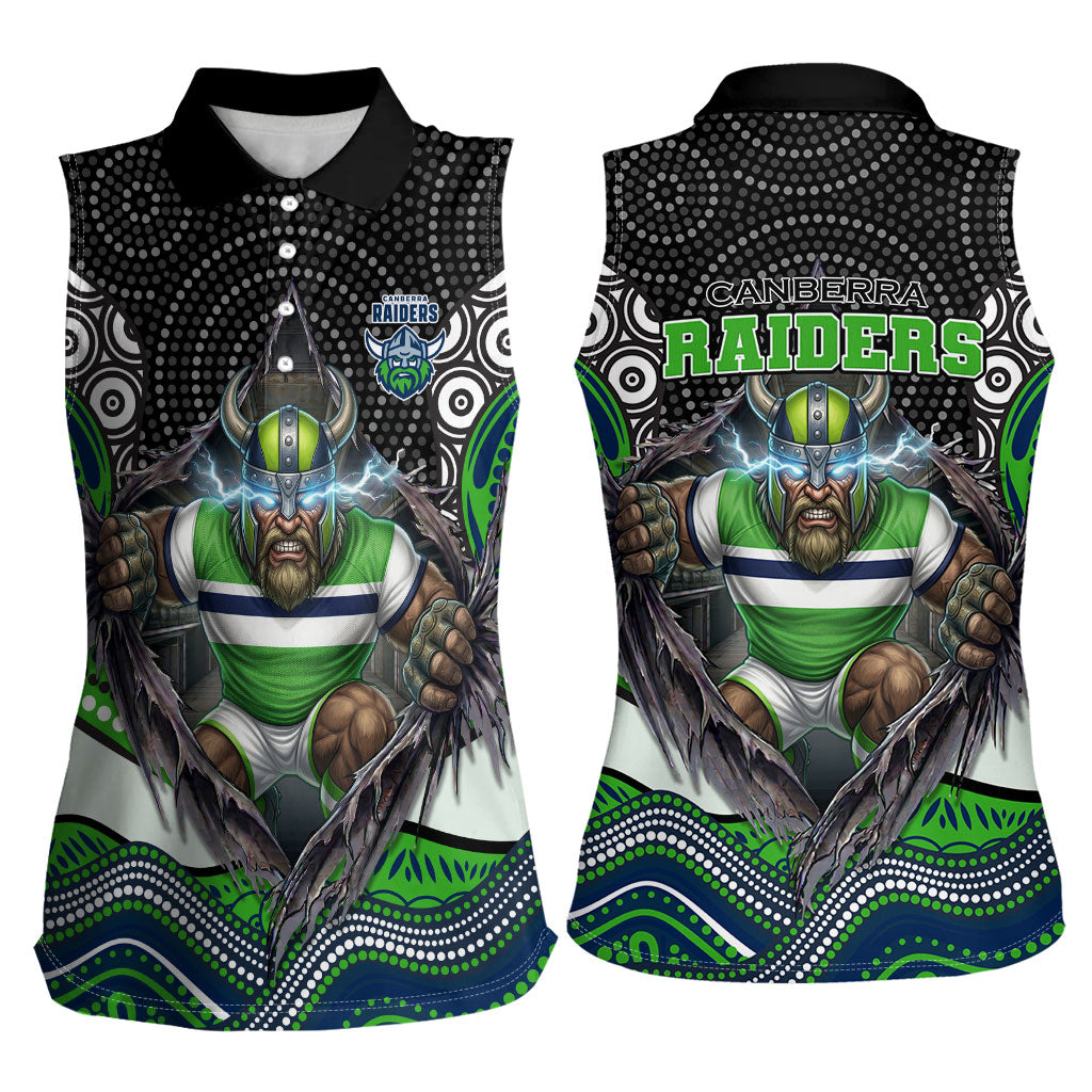 Canberra Raiders Women Sleeveless Polo Shirt The Scream of Lightning Eyes - Indigenous Dot Ripping Effect