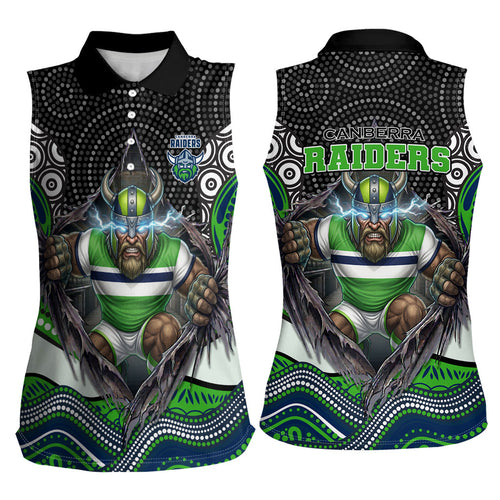 Canberra Raiders Women Sleeveless Polo Shirt The Scream of Lightning Eyes - Indigenous Dot Ripping Effect