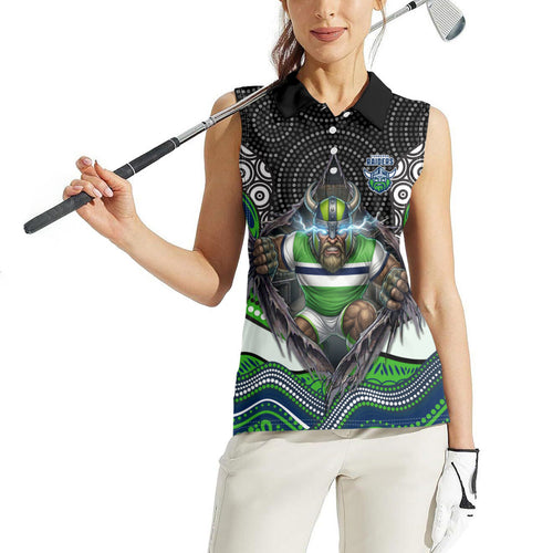 Canberra Raiders Women Sleeveless Polo Shirt The Scream of Lightning Eyes - Indigenous Dot Ripping Effect