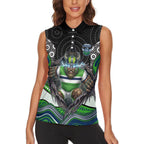 Canberra Raiders Women Sleeveless Polo Shirt The Scream of Lightning Eyes - Indigenous Dot Ripping Effect