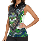 Canberra Raiders Women Sleeveless Polo Shirt The Scream of Lightning Eyes - Indigenous Dot Ripping Effect