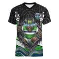 Canberra Raiders Women V-Neck T-Shirt The Scream of Lightning Eyes - Indigenous Dot Ripping Effect