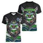 Canberra Raiders Women V-Neck T-Shirt The Scream of Lightning Eyes - Indigenous Dot Ripping Effect