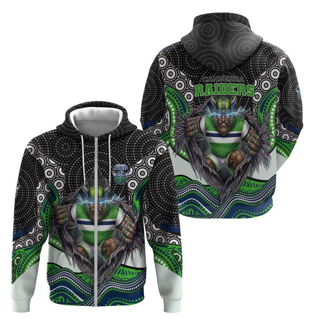 Canberra Raiders Zip Hoodie The Scream of Lightning Eyes - Indigenous Dot Ripping Effect