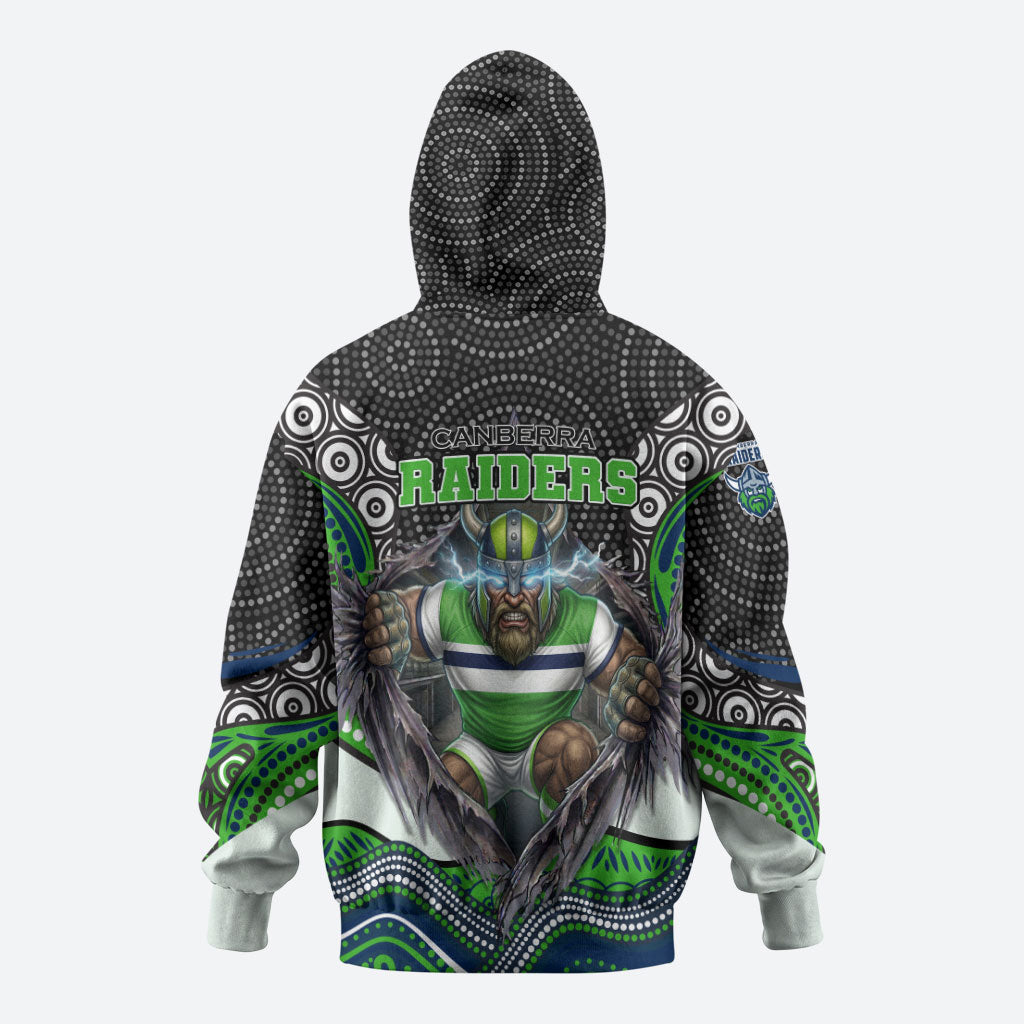 Canberra Raiders Zip Hoodie The Scream of Lightning Eyes - Indigenous Dot Ripping Effect