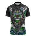 Canberra Raiders Zipper Polo Shirt The Scream of Lightning Eyes - Indigenous Dot Ripping Effect
