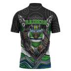 Canberra Raiders Zipper Polo Shirt The Scream of Lightning Eyes - Indigenous Dot Ripping Effect