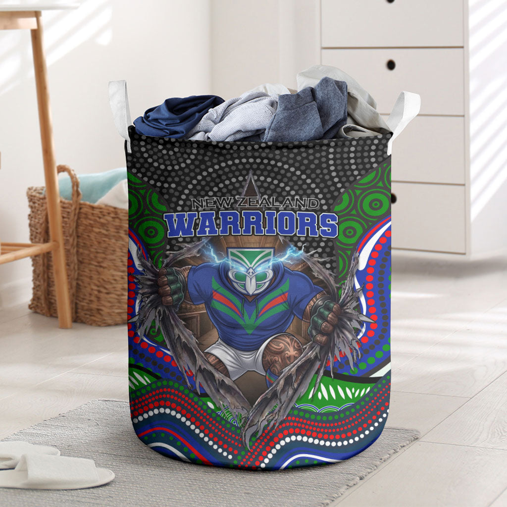 New Zealand Warriors Laundry Basket The Scream of Lightning Eyes - Indigenous Dot Ripping Effect