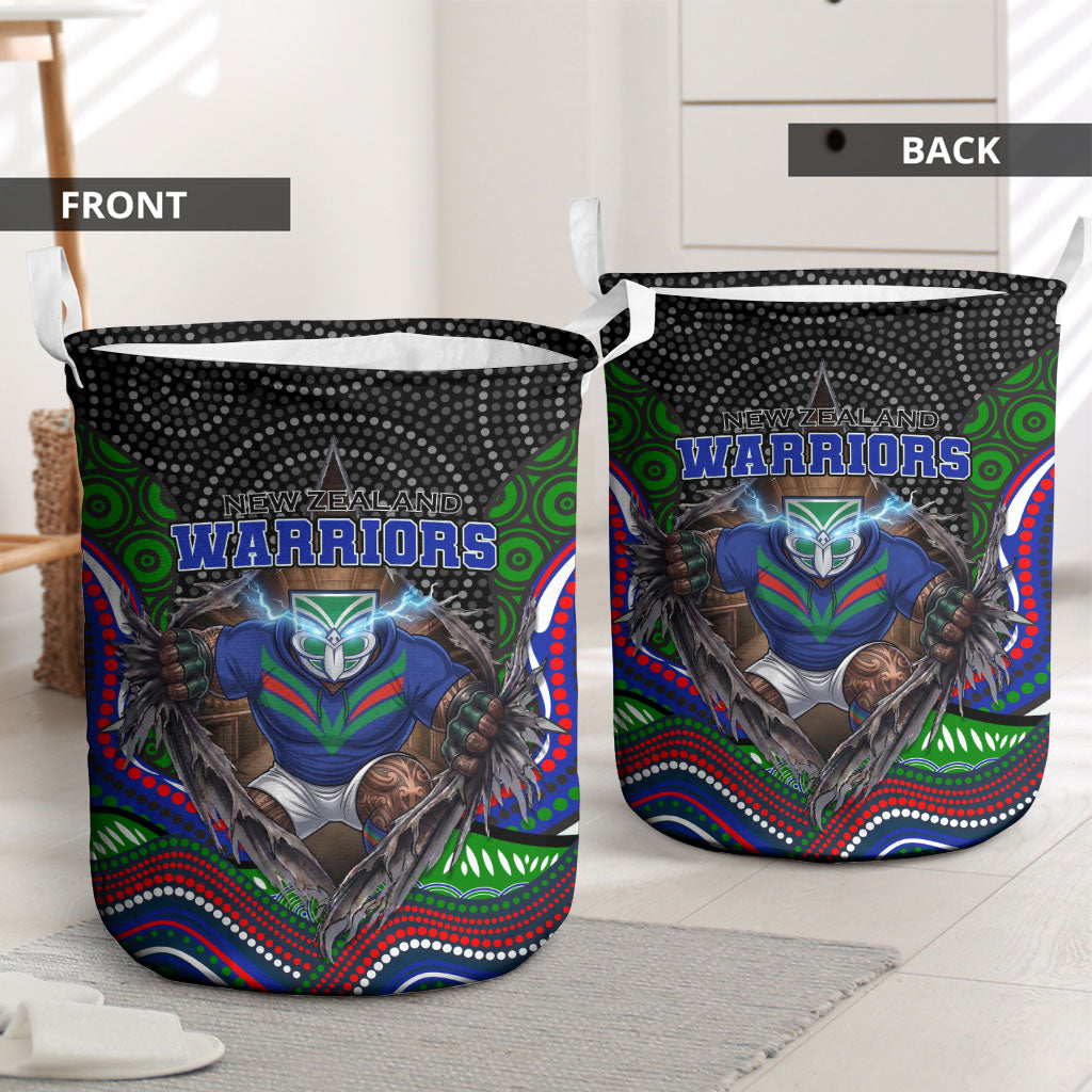 New Zealand Warriors Laundry Basket The Scream of Lightning Eyes - Indigenous Dot Ripping Effect