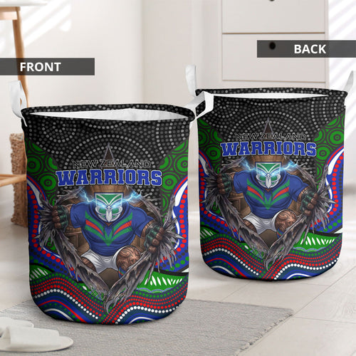 New Zealand Warriors Laundry Basket The Scream of Lightning Eyes - Indigenous Dot Ripping Effect