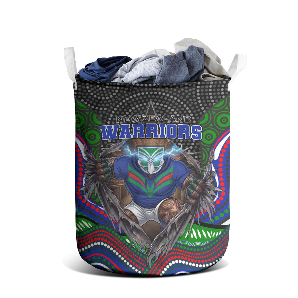 New Zealand Warriors Laundry Basket The Scream of Lightning Eyes - Indigenous Dot Ripping Effect