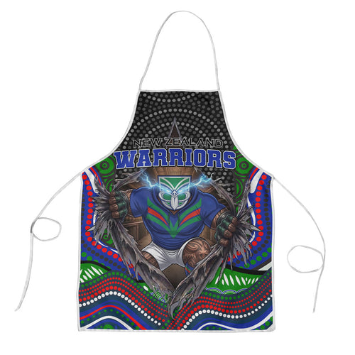 New Zealand Warriors Apron The Scream of Lightning Eyes - Indigenous Dot Ripping Effect