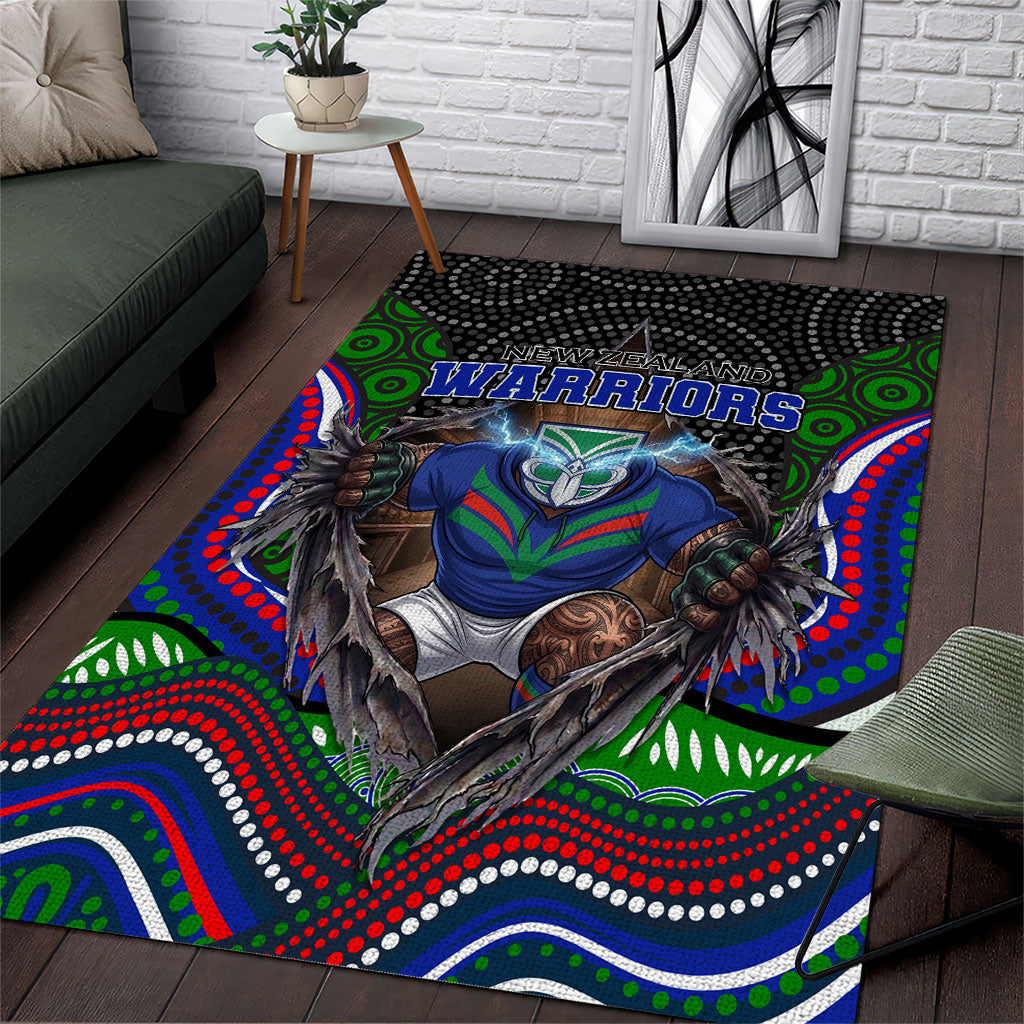 New Zealand Warriors Area Rug The Scream of Lightning Eyes - Indigenous Dot Ripping Effect