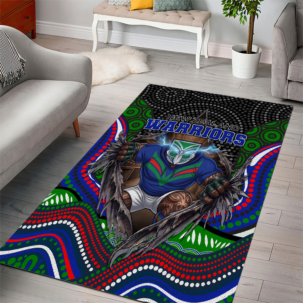 New Zealand Warriors Area Rug The Scream of Lightning Eyes - Indigenous Dot Ripping Effect