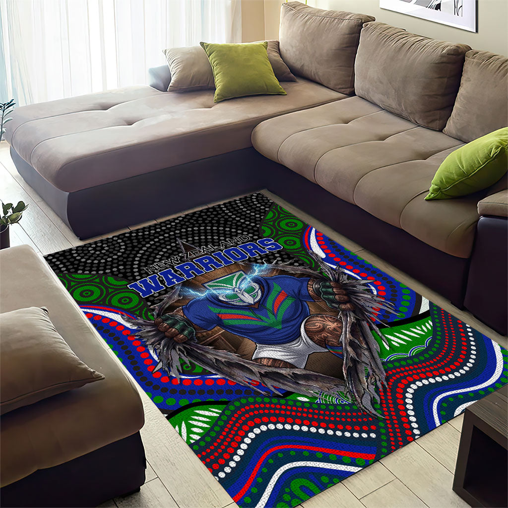 New Zealand Warriors Area Rug The Scream of Lightning Eyes - Indigenous Dot Ripping Effect
