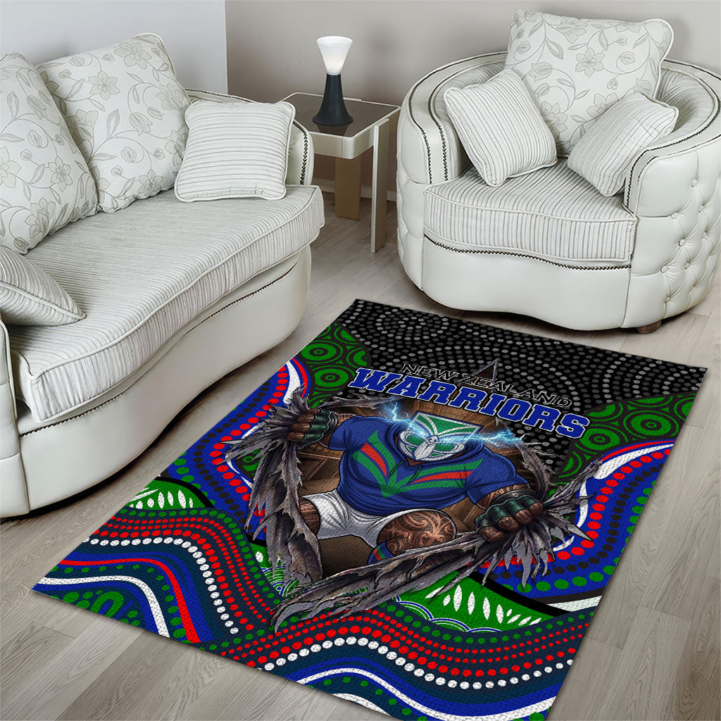 New Zealand Warriors Area Rug The Scream of Lightning Eyes - Indigenous Dot Ripping Effect
