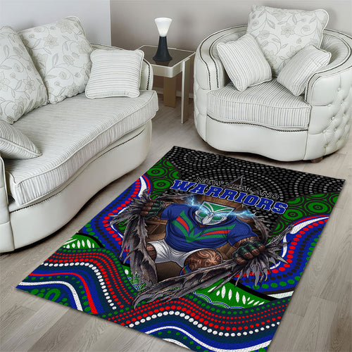 New Zealand Warriors Area Rug The Scream of Lightning Eyes - Indigenous Dot Ripping Effect
