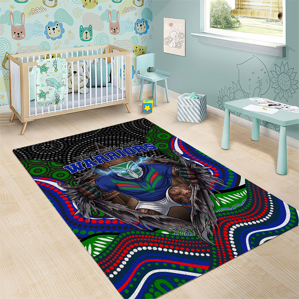 New Zealand Warriors Area Rug The Scream of Lightning Eyes - Indigenous Dot Ripping Effect