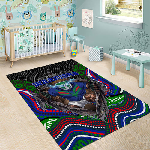 New Zealand Warriors Area Rug The Scream of Lightning Eyes - Indigenous Dot Ripping Effect