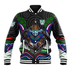New Zealand Warriors Baseball Jacket The Scream of Lightning Eyes - Indigenous Dot Ripping Effect