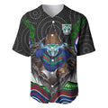 New Zealand Warriors Baseball Jersey The Scream of Lightning Eyes - Indigenous Dot Ripping Effect