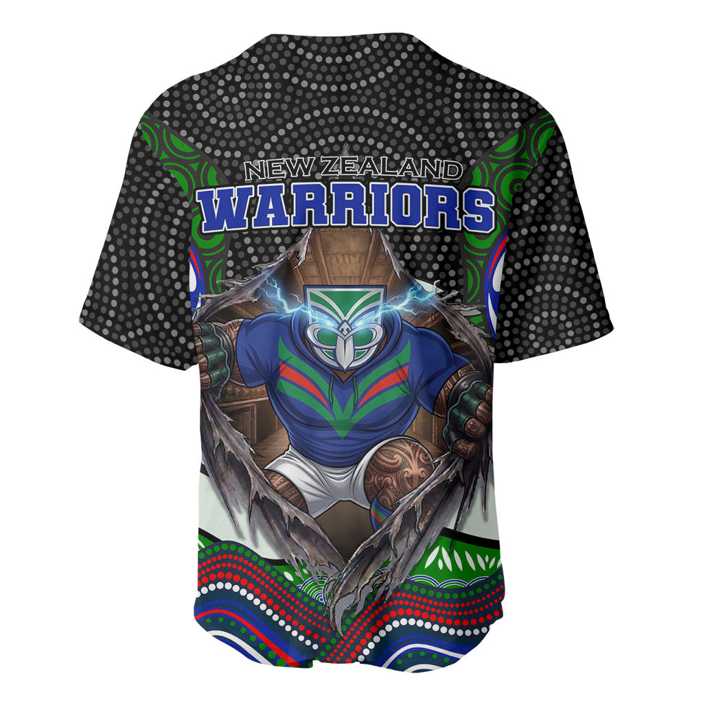 New Zealand Warriors Baseball Jersey The Scream of Lightning Eyes - Indigenous Dot Ripping Effect