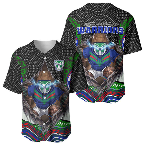New Zealand Warriors Baseball Jersey The Scream of Lightning Eyes - Indigenous Dot Ripping Effect