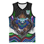 New Zealand Warriors Basketball Jersey The Scream of Lightning Eyes - Indigenous Dot Ripping Effect