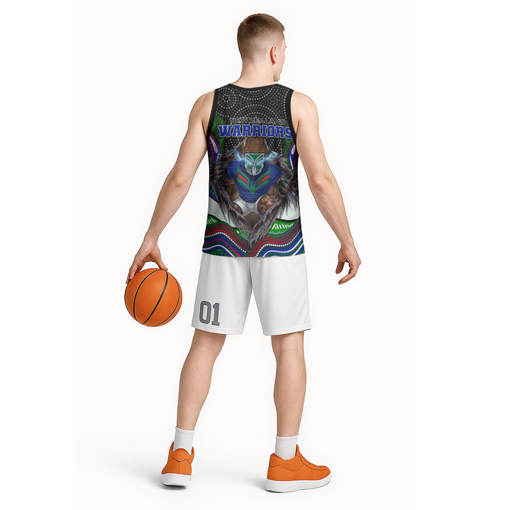New Zealand Warriors Basketball Jersey The Scream of Lightning Eyes - Indigenous Dot Ripping Effect