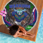 New Zealand Warriors Beach Blanket The Scream of Lightning Eyes - Indigenous Dot Ripping Effect