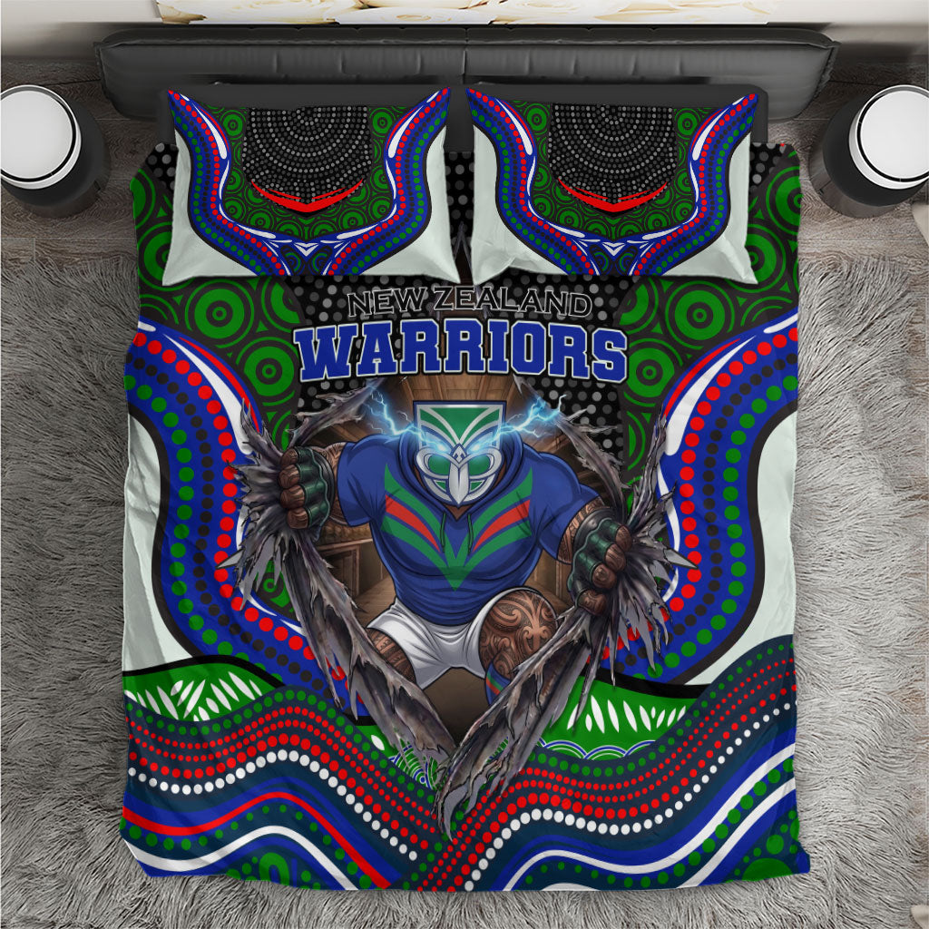 New Zealand Warriors Bedding Set The Scream of Lightning Eyes - Indigenous Dot Ripping Effect