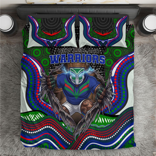 New Zealand Warriors Bedding Set The Scream of Lightning Eyes - Indigenous Dot Ripping Effect